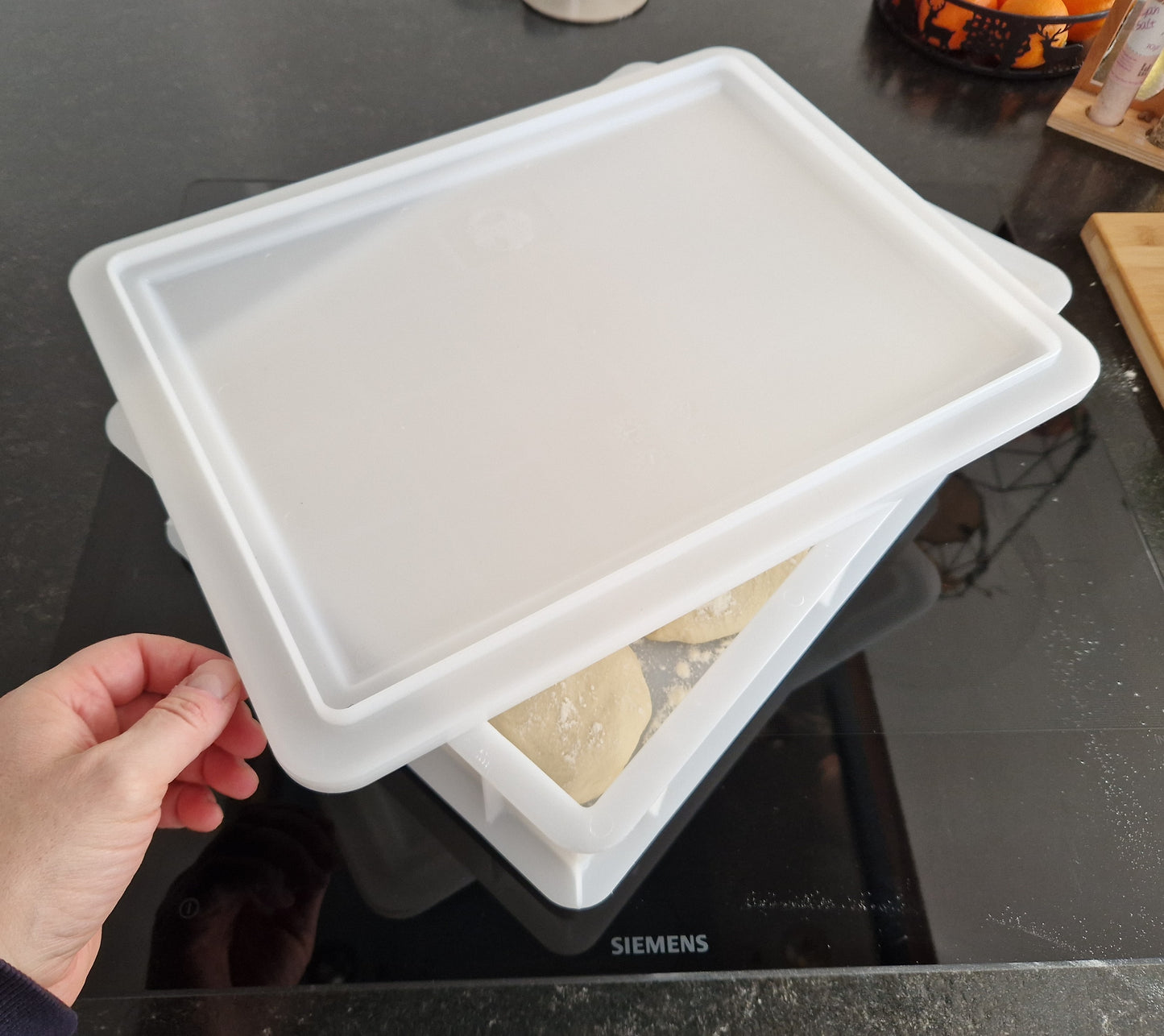 Teigbox (40 x 30 x 10 cm) – luftdichte Gärbox für Pizzateig & Brotteig, stapelbar & lebensmittelecht