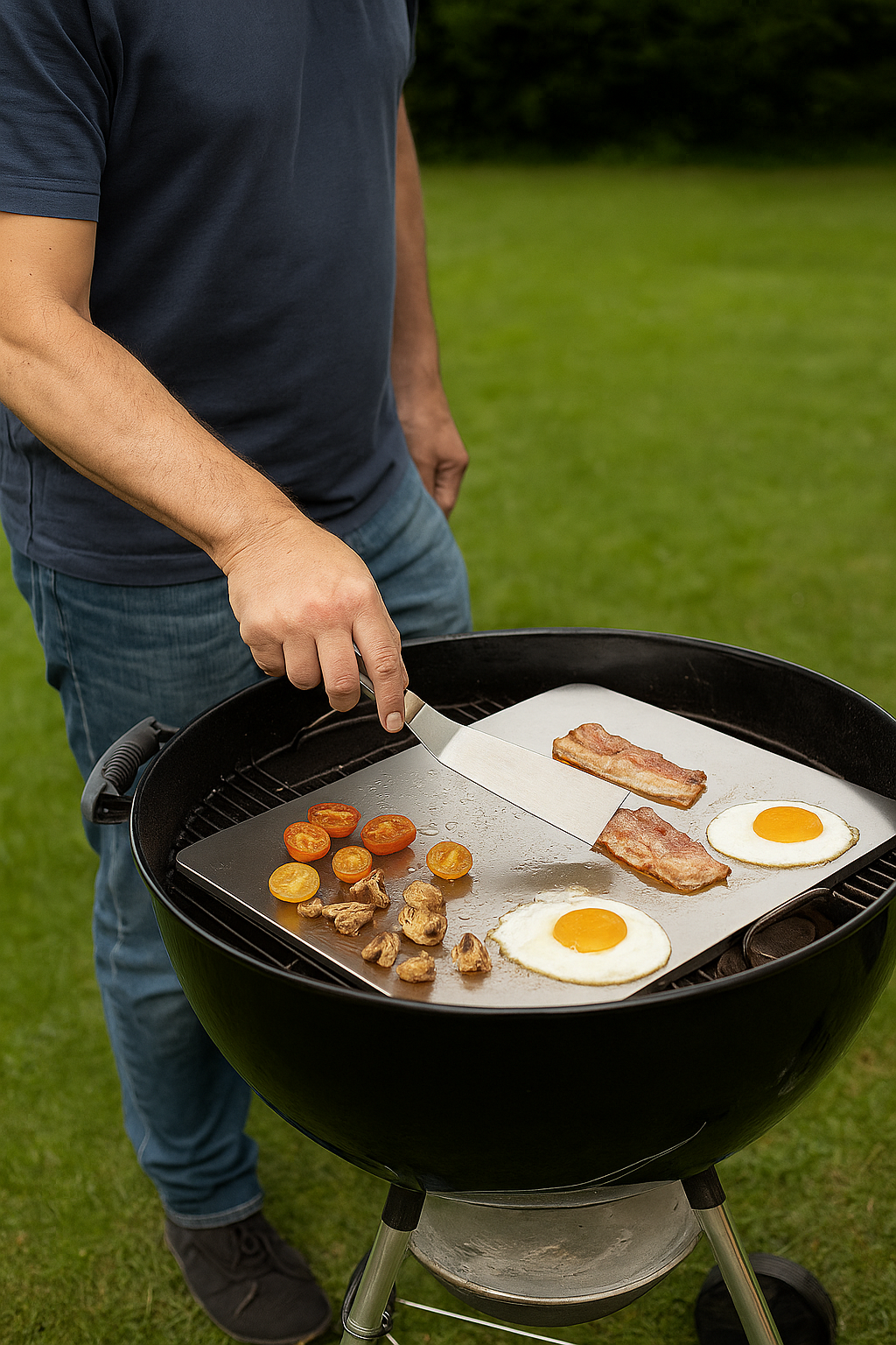 BECKERION Backstahl aus 6mm rostfreiem Spezialstahl (33x38cm) für Backofen & Grill – Pizza & Brot wie aus dem Steinofen – Backen revolutioniert – auch als Plancha nutzbar – Spülmaschinengeeignet | Made in EU