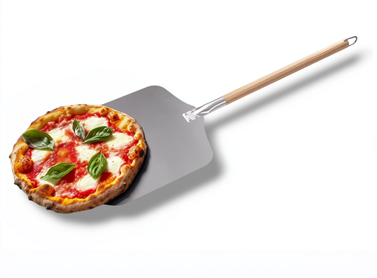 Premium Pizzaschieber aus Aluminium mit großer Fläche (30,5 x 30,5 cm) – Abnehmbarer Holzgriff – Perfekt für Pizzaofen, Grill & Backofen | 85 cm
