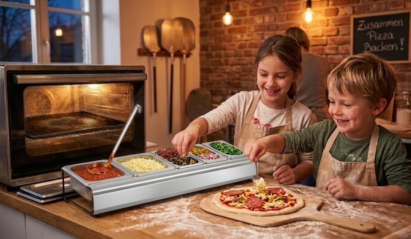 onlyfire Pizza Zutatenbehälter, Edelstahl Behälter mit Deckel, Beilagenbehälter für Gastro & Küche, Gastro Behälter, Pizza Zubehör