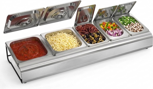 onlyfire Pizza Zutatenbehälter, Edelstahl Behälter mit Deckel, Beilagenbehälter für Gastro & Küche, Gastro Behälter, Pizza Zubehör